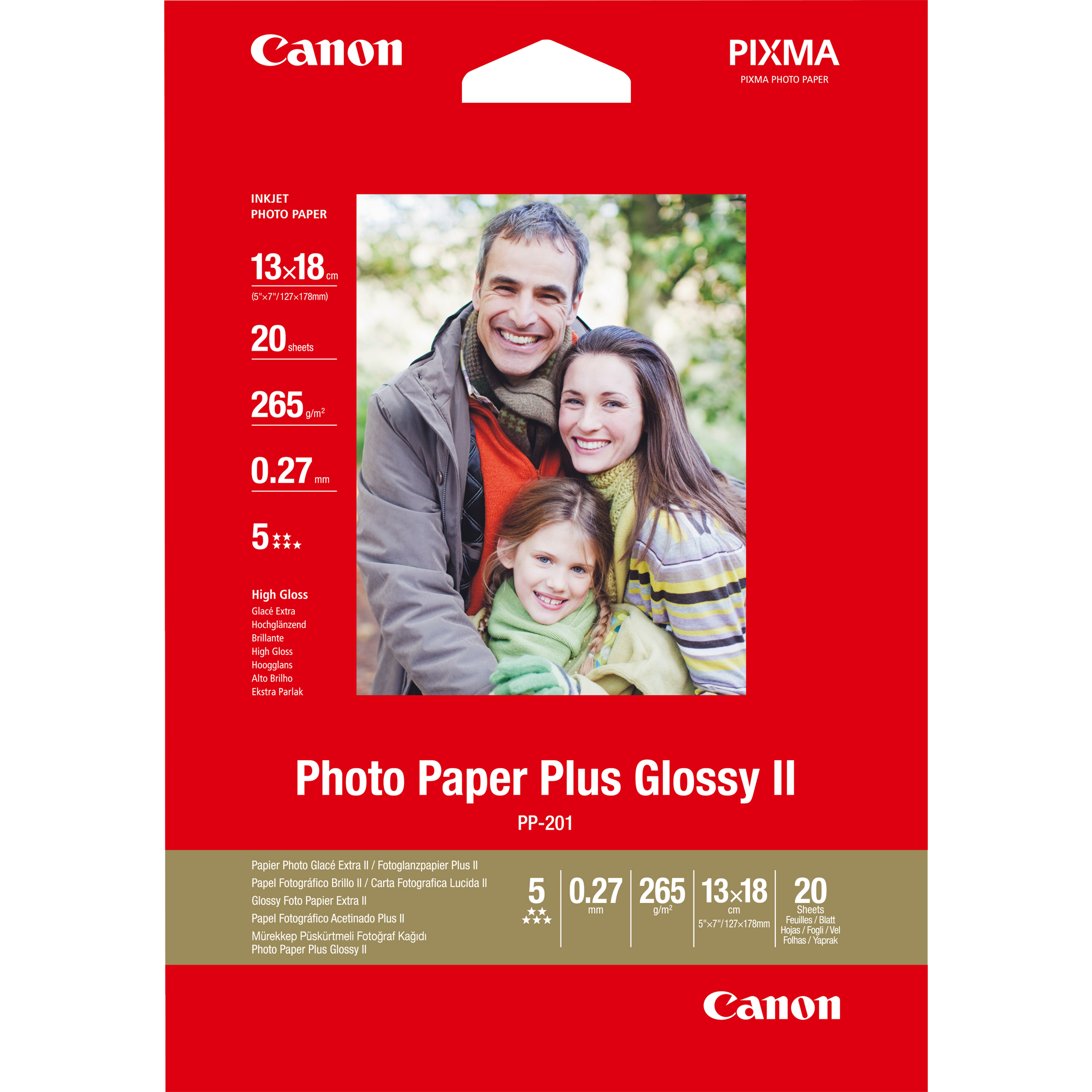 PP-201 PHOTO PAPER PLUS II GLOSSY 13X18 20SHTS