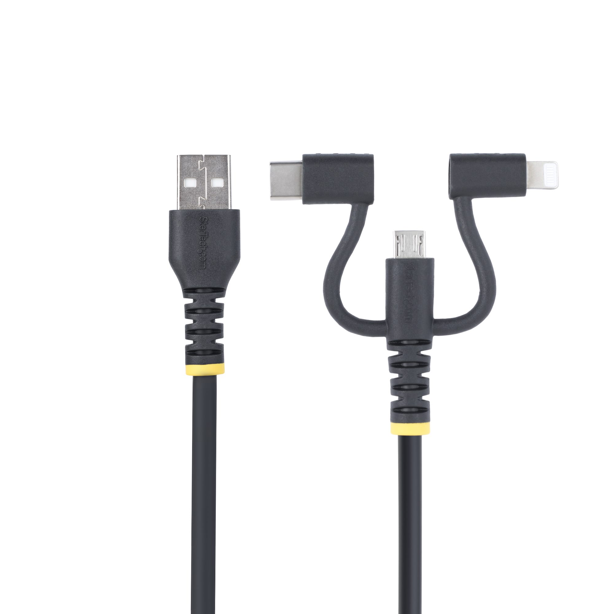 StarTech.com Robustes USB Multi Ladekabel 3-in-1 1 m Apple Mfi zertifiziert Schwarz