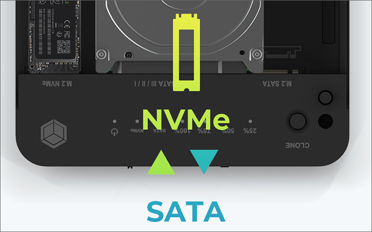 Docking- & Klonstation IcyBox 2,5& 3,5M.2 SATA NVMe USB3.2 retail