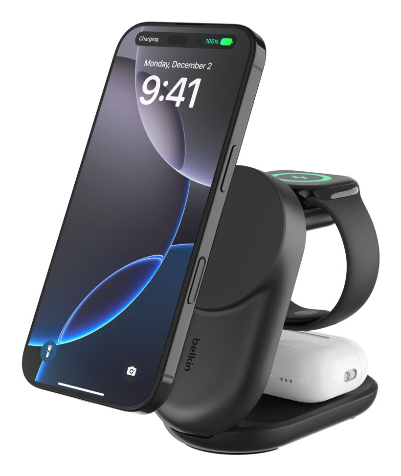 ULTRACHARGE 25 WATT QI2 MAGNETI 3-IN-1 LADESTATION KLAPPBAR SCHW