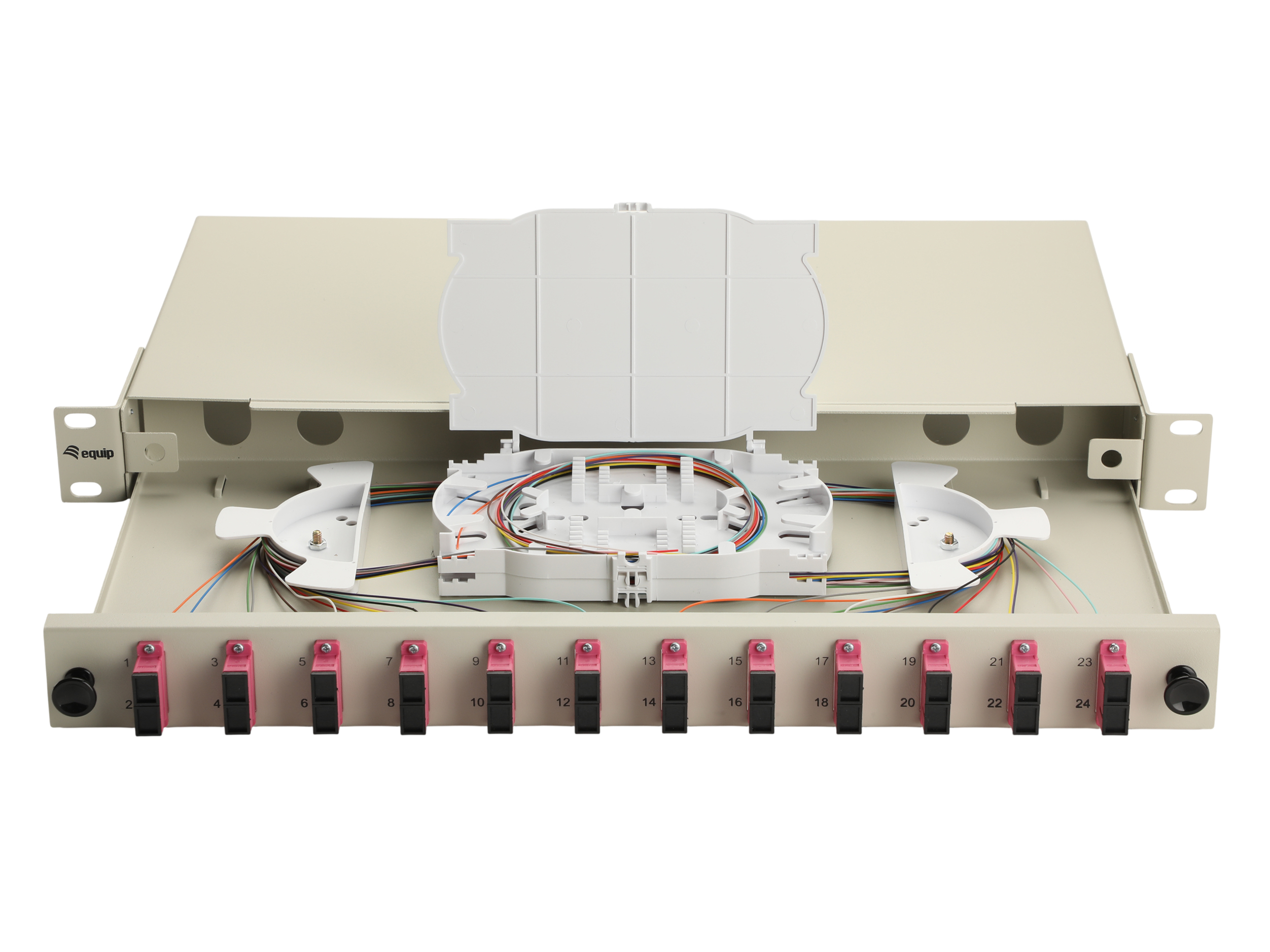 Equip LWL-Spleißkasten 12-Port SC-Duplex OM4 1U komplett gr