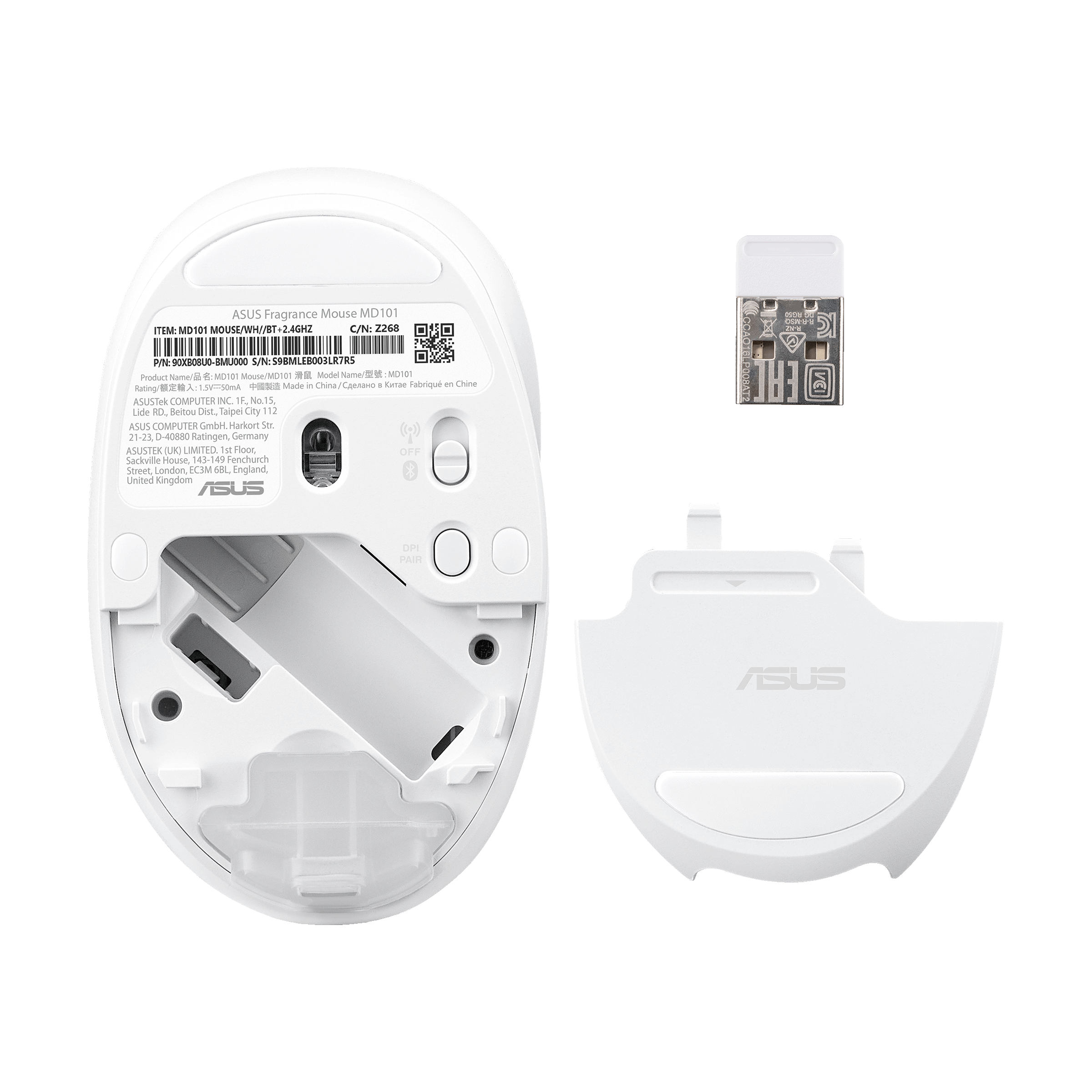ASUS MD101 Fragrance Maus wireless 2400dpi weiß