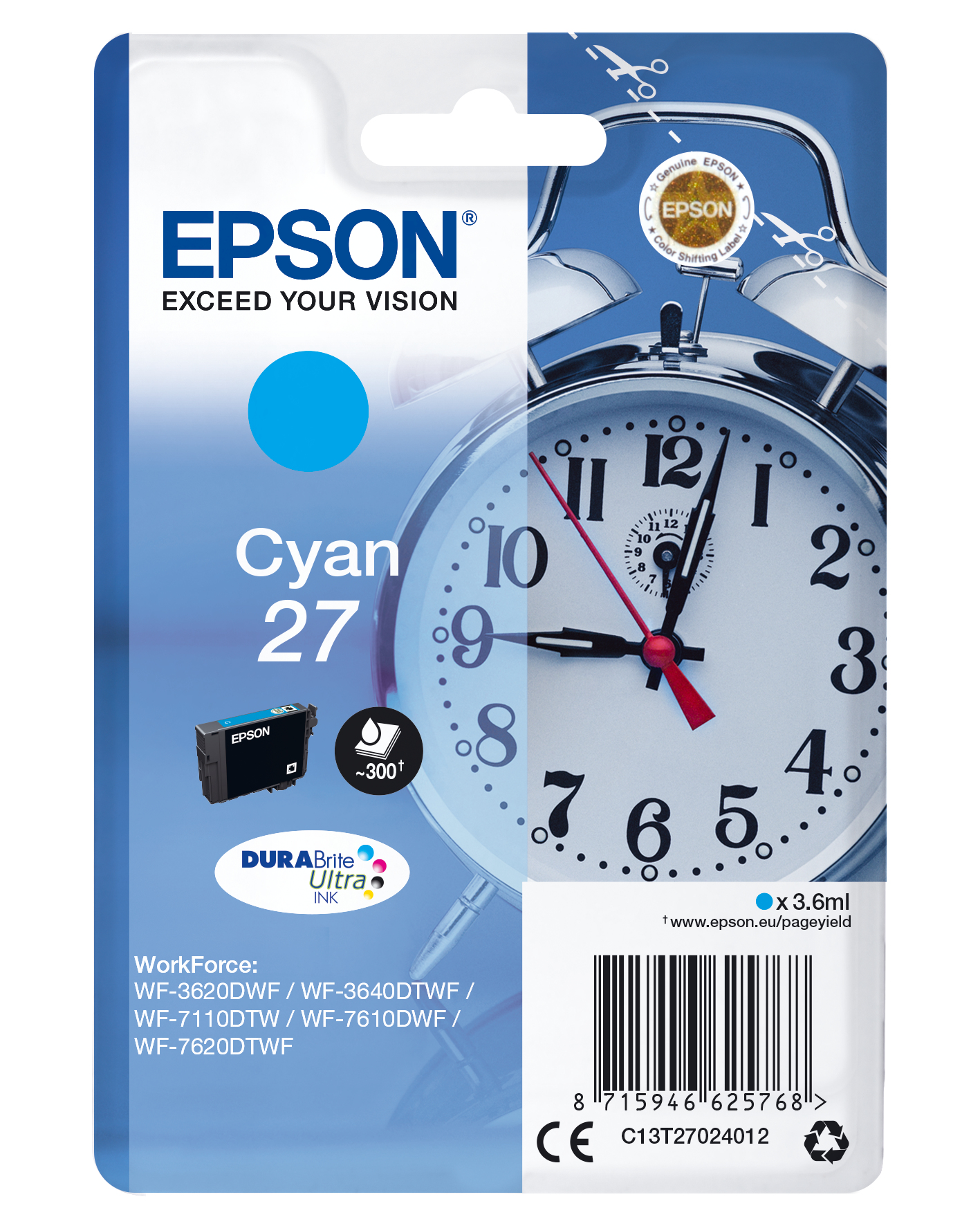 EPSON 27 / T2702 (Wecker) cyan Druckerpatrone