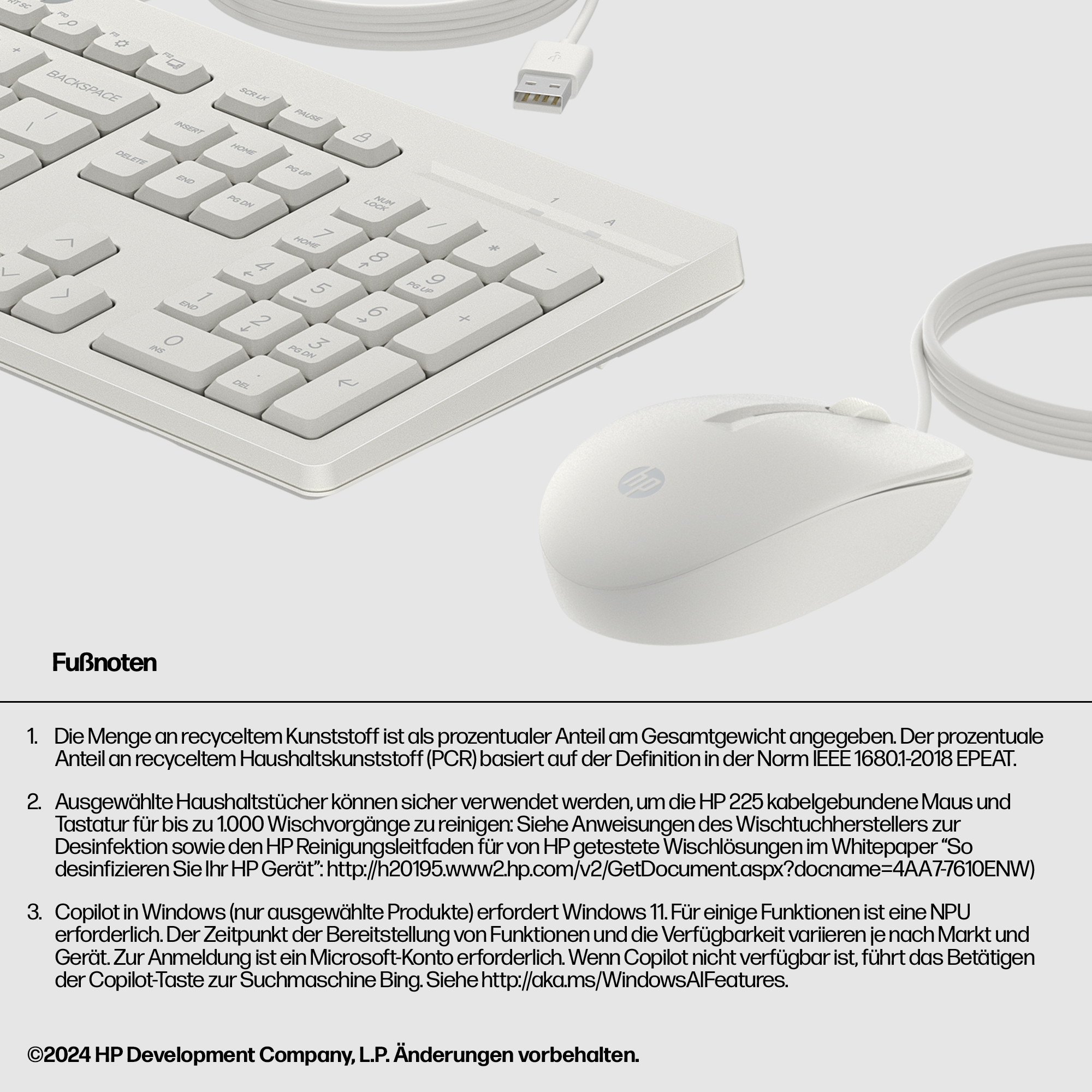 HP 225 WIRED MOUSE AND KB G2 .