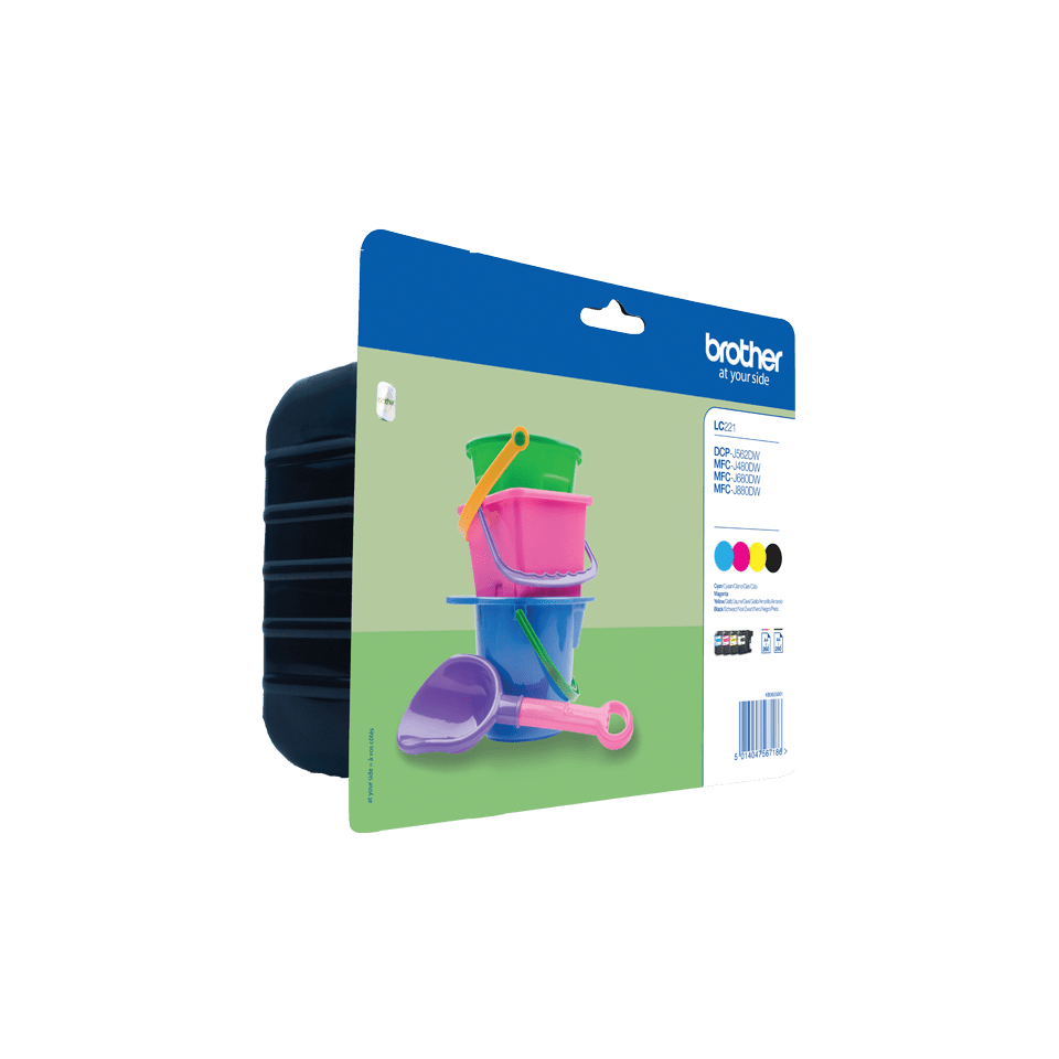 brother LC-221BK/C/M/Y schwarz, cyan, magenta, gelb Druckerpatronen, 4er-Set