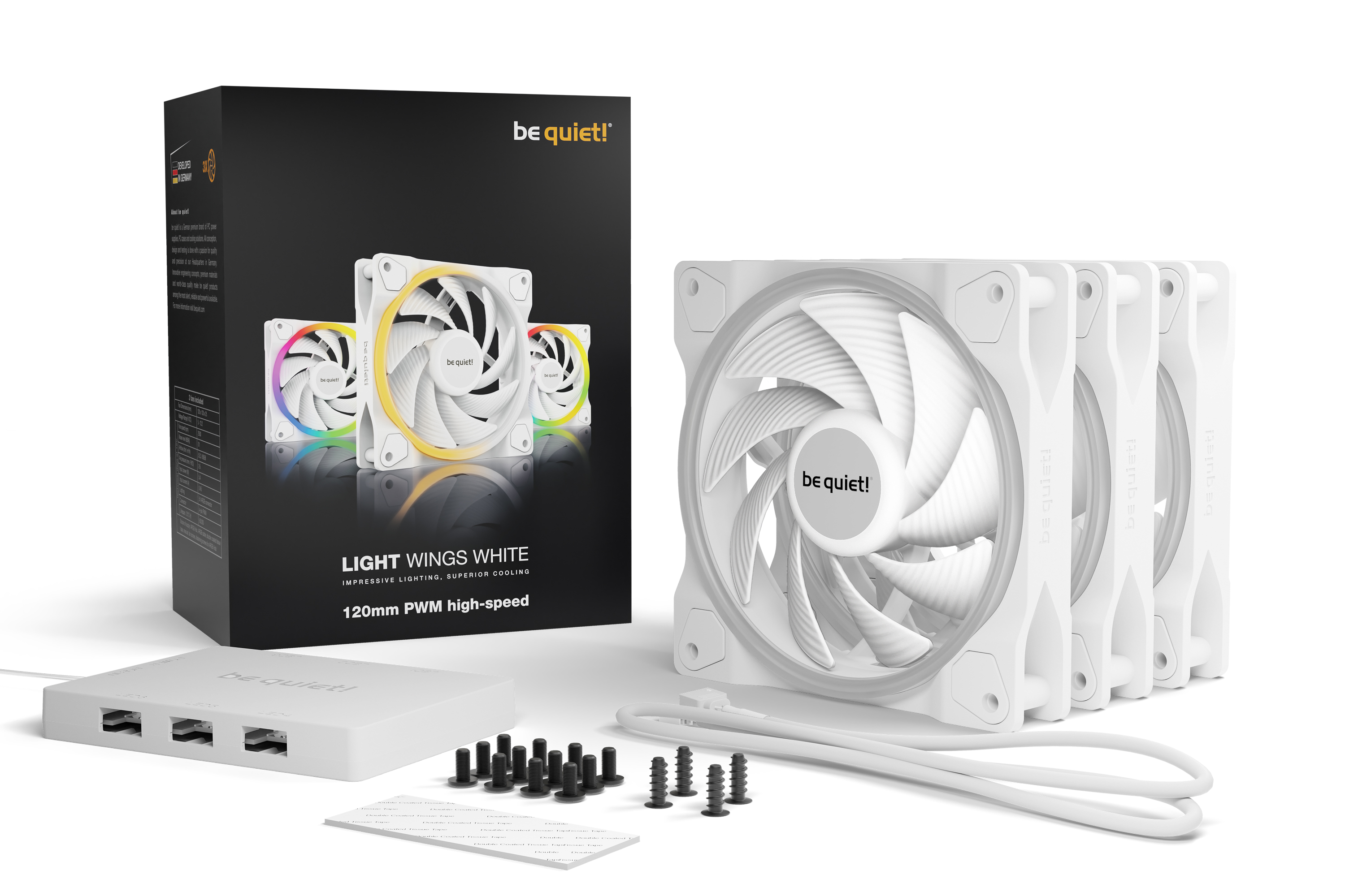 Light Wings White 120mm PWM high-speed Triple Pack, Gehäuselüfter