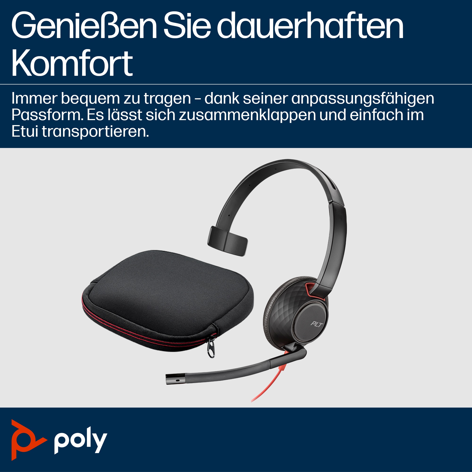 Poly Headet Blackwire 5210 USB-C mit 3,5mm Klinken Anschluss und USB C/A Adapter