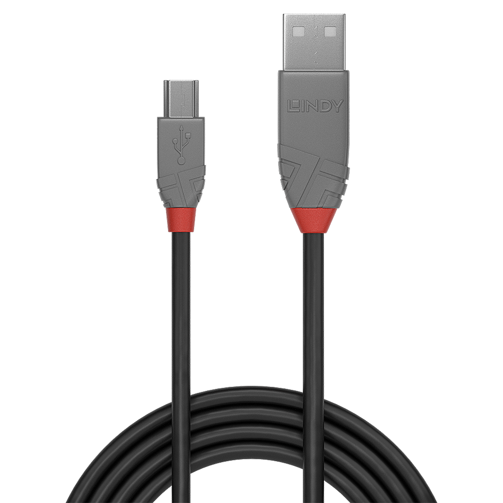 0.2M USB 2.0 TYP A AN MINI-B KABEL ANTHRA LINE
