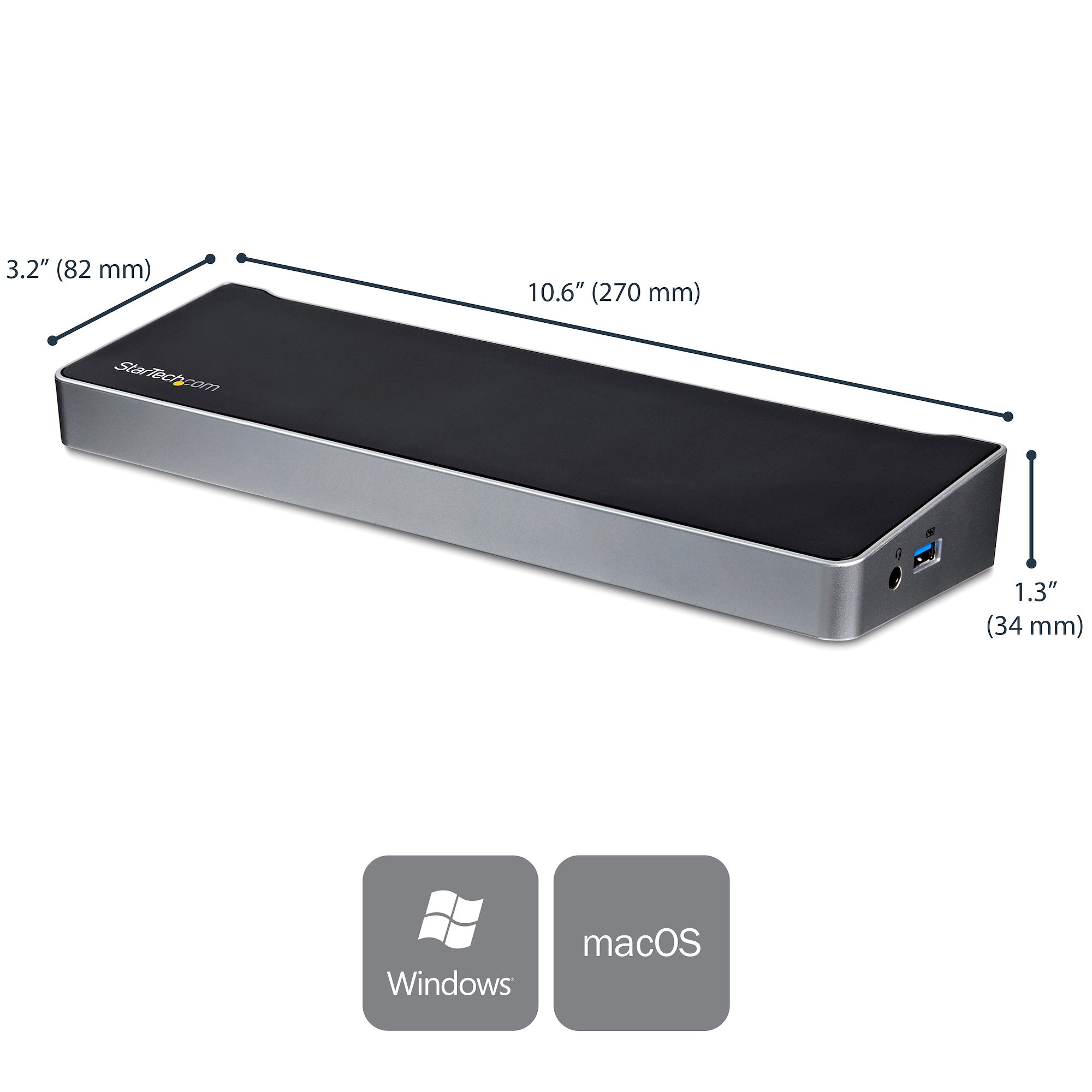 STARTECH.COM 4K USB C Dock - 60W Power Delivery - Triple Monitor USB C to HDMI DisplayPort Docking Station DK30CH2DPPDU