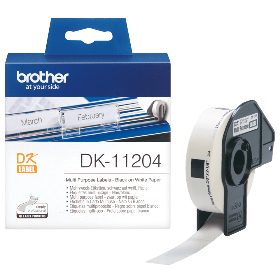 DK SINGLE LABLE ROLLS F/ QL-500/550 400PCS/RL 17X54MM
