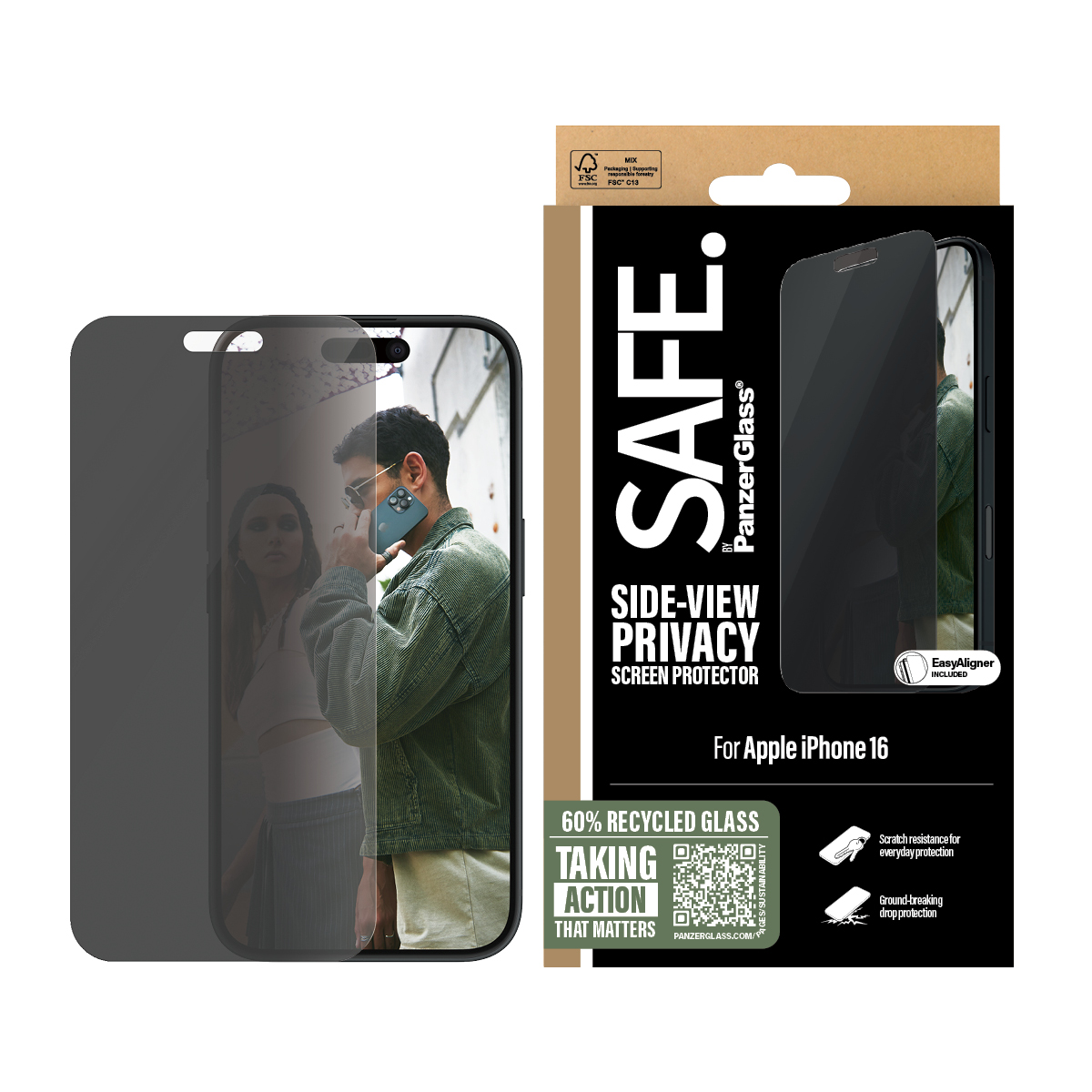 SAFE BY PANZERGLASS PRIVACY SCREEN PROTECTOR IPHONE 16 6.1IN