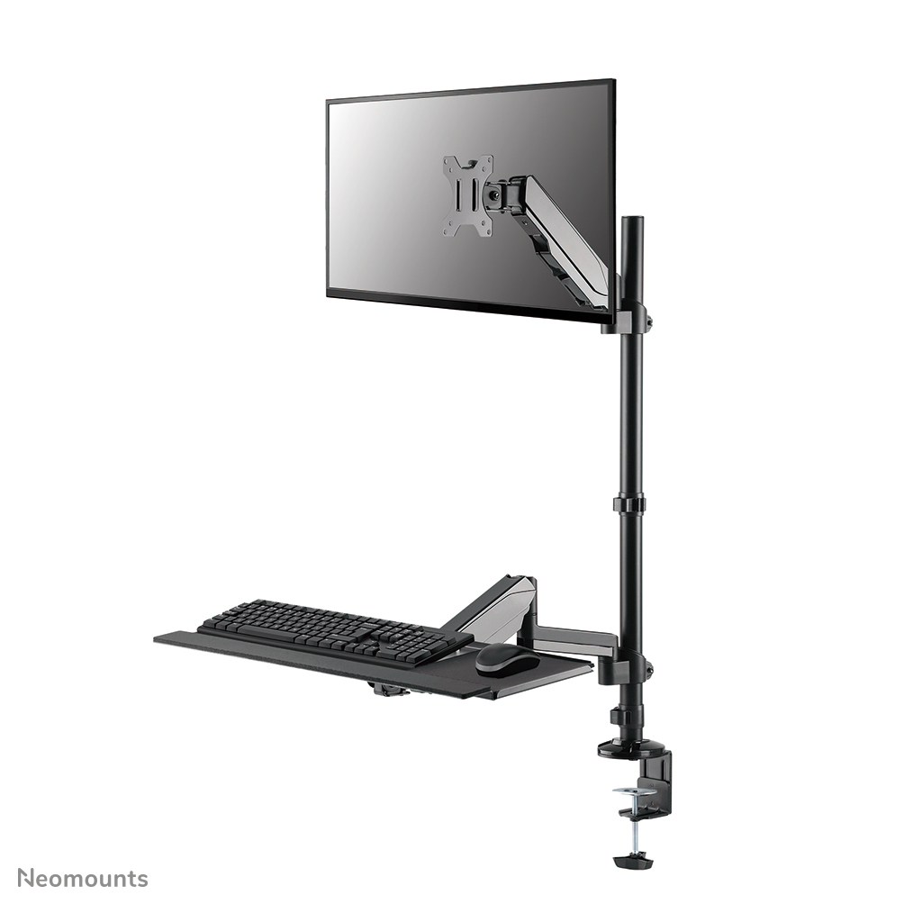 NEOMOUNTS desk mounted sit-stand workstation Screen Keyboard & Mouse