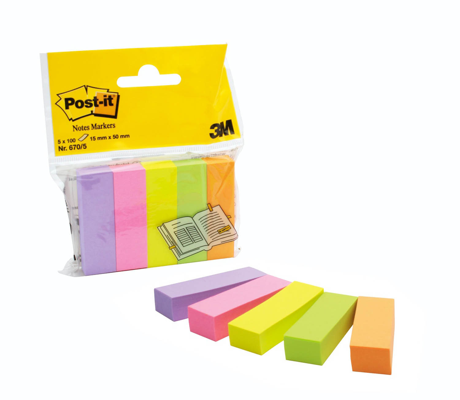 Post-it® Notes Markers Haftmarker farbsortiert 5x 100 Streifen