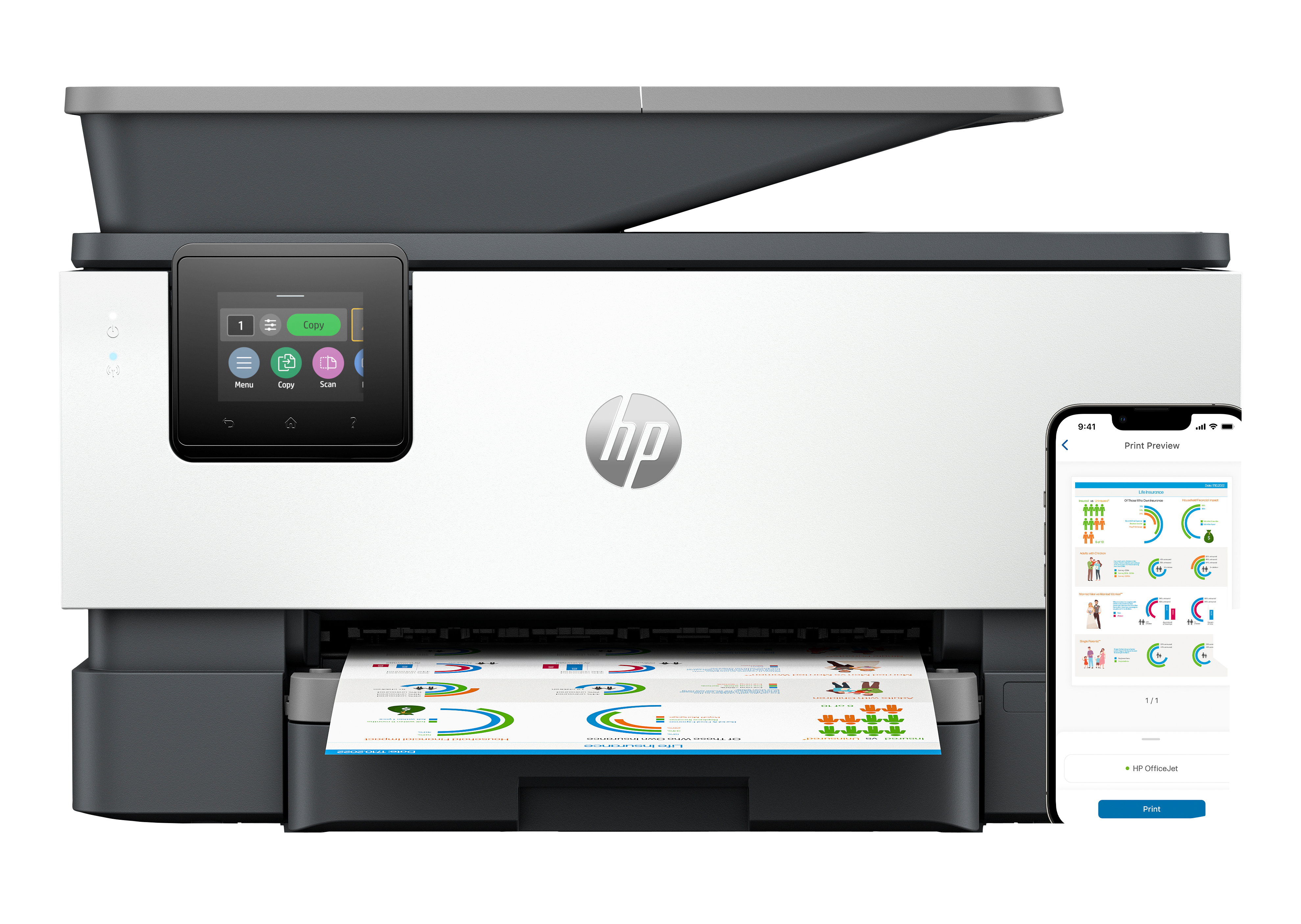 HP OfficeJet Pro 9120e All-in-One 4 in 1 Tintenstrahl-Multifunktionsdrucker grau, HP Instant Ink-fähig