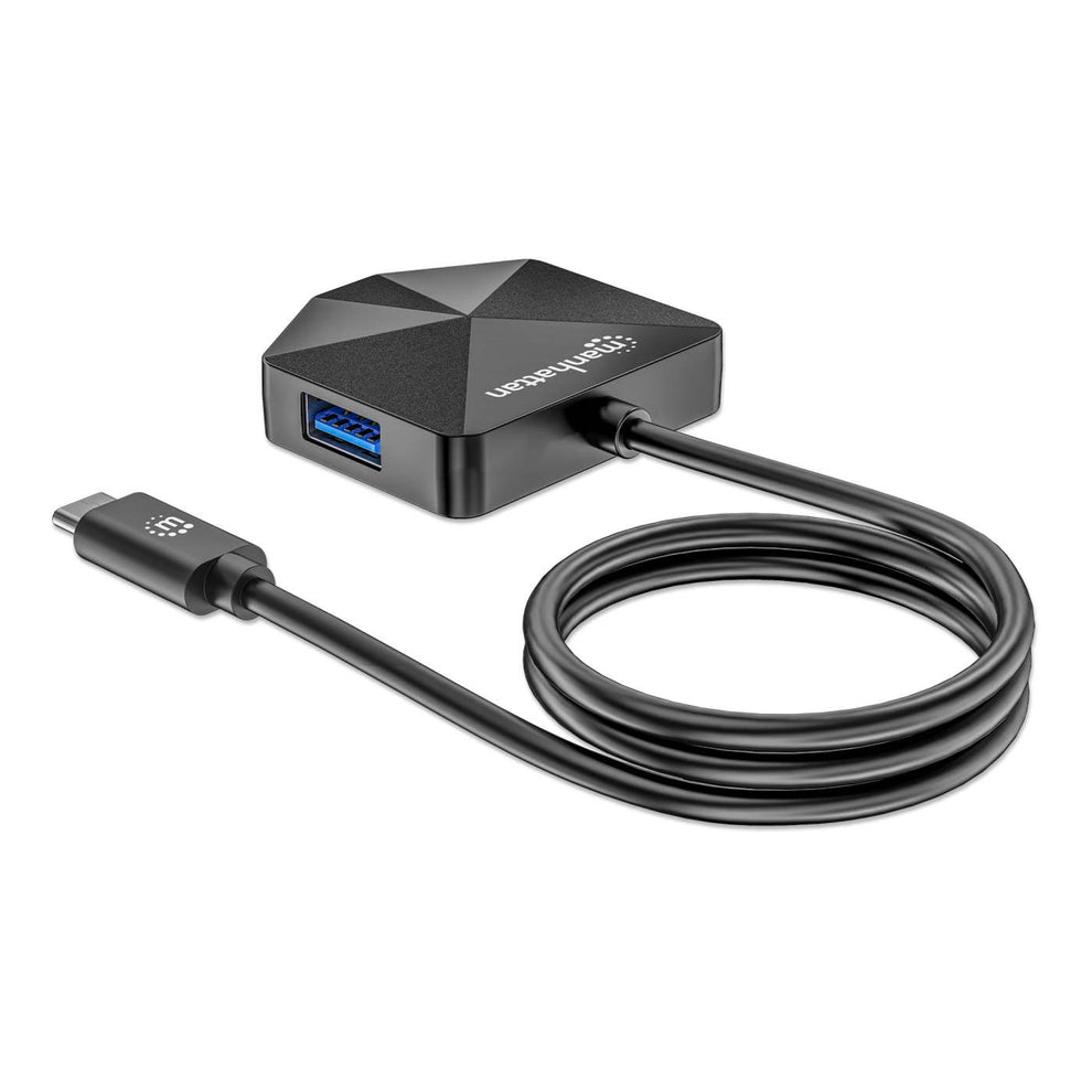MANHATTAN 4-Port USB-C/-A Kombo-Hub USB-C-Stecker auf zwei USB-C-Ports und zwei USB-A-Ports 5 Gbit/s Aluminium schwarz