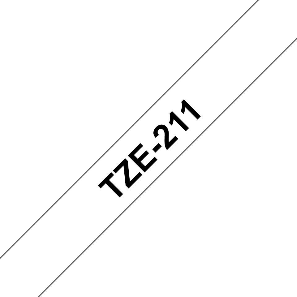 TZE-211 LAMINATED TAPE 6MM 8M BLACK ON WHITE