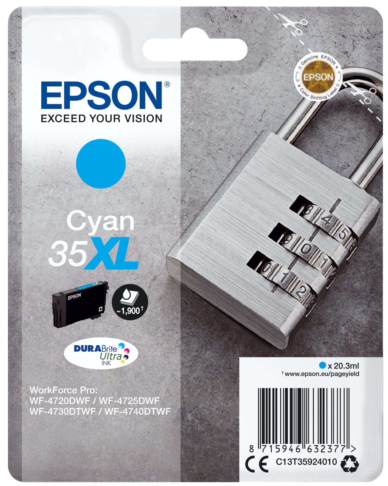 EPSON 35XL / T3592 XL (Vorhängeschloss) cyan Druckerpatrone