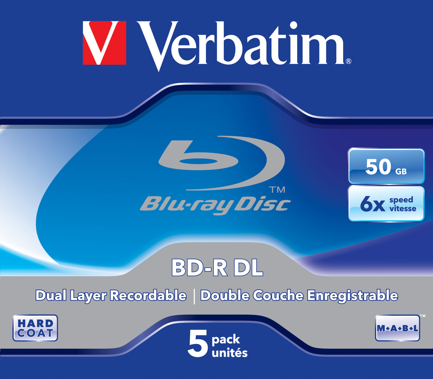 Bluray Verbatim 50GB 5pcs Spin 6x Withe Blue Surface