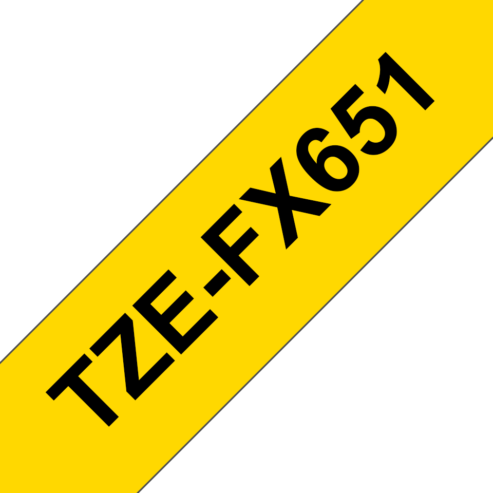 TZE-FX651 LAMINATED TAPE 24 MM BLACK ON YELLOW / FLEXI-TAPES