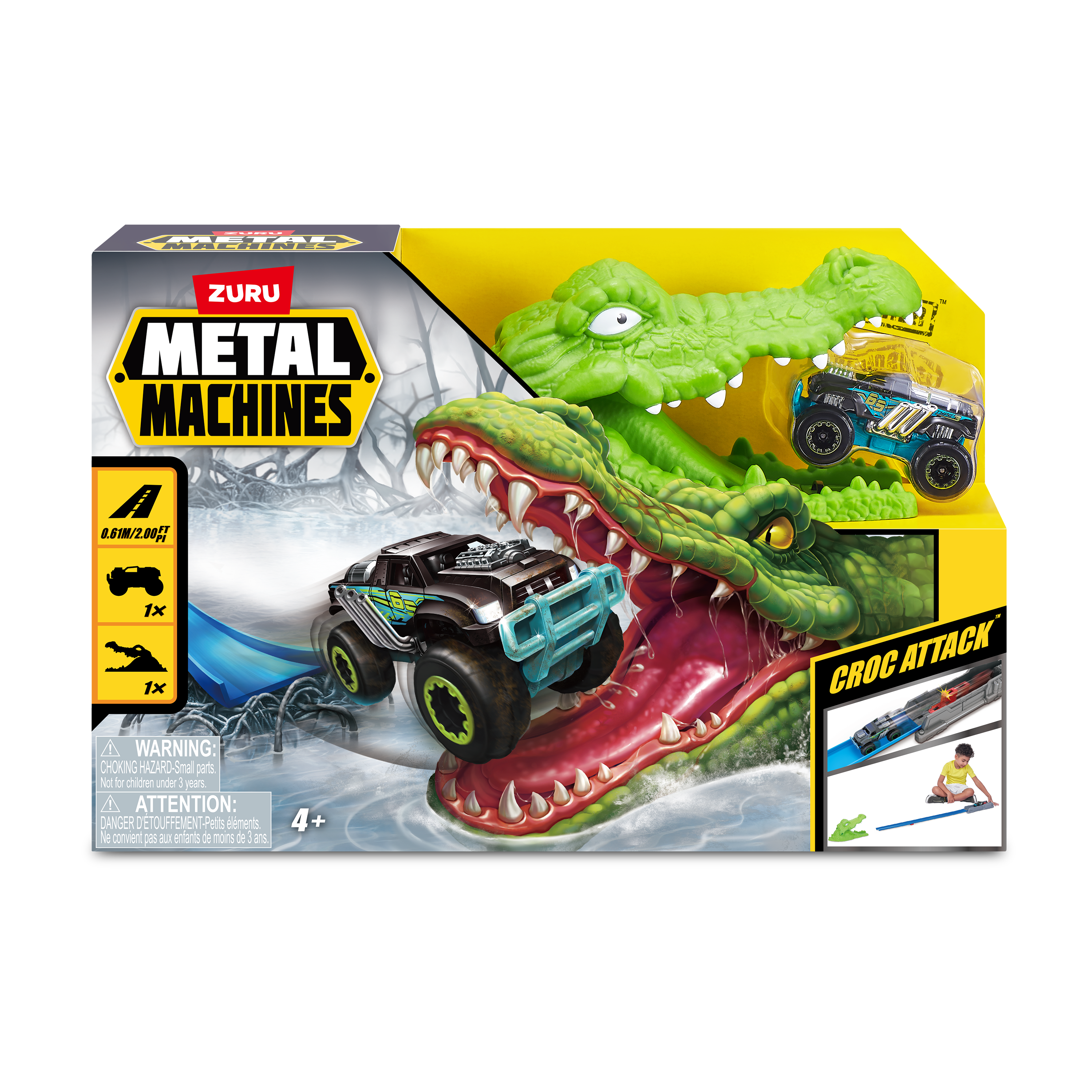 Metal Machines - Spielset Krokodilangriff Rennbahn + Auto