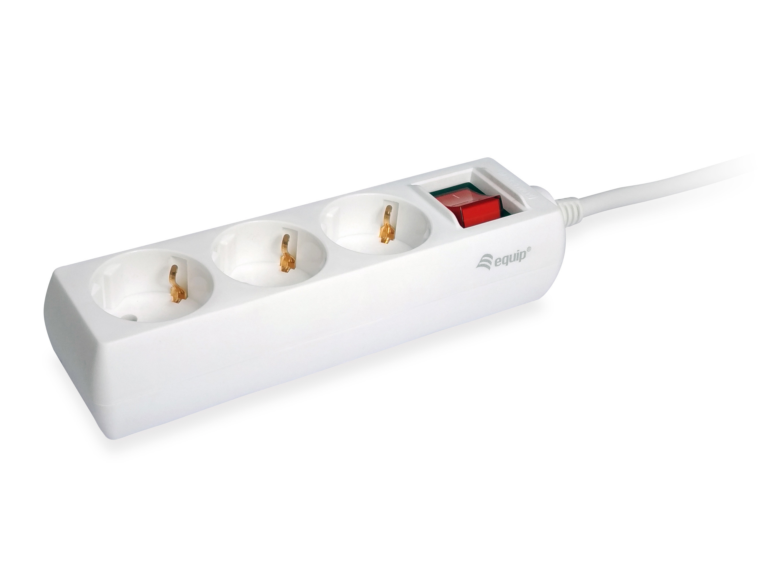 Equip Steckdosenleiste 3xSchuko+Switch->St.90°CL ws. Pla.