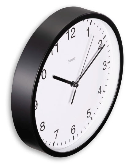 hama Wanduhr Elba weiß schwarz Kunststoff, Ø 25,0 cm