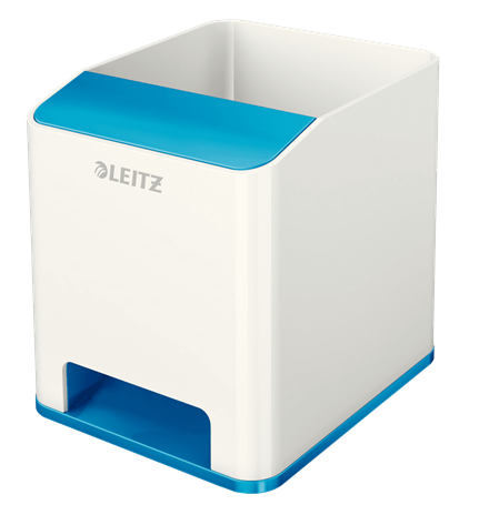 LEITZ Stiftehalter WOW Duo Colour perlweiß/blau Polystyrol 2 Fächer 9,0 x 10,1 x 10,0 cm