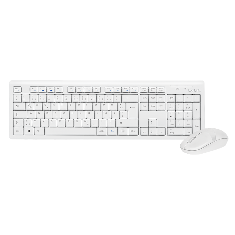 Logilink Tastatur Wireless 2,4GHz mit Maus white