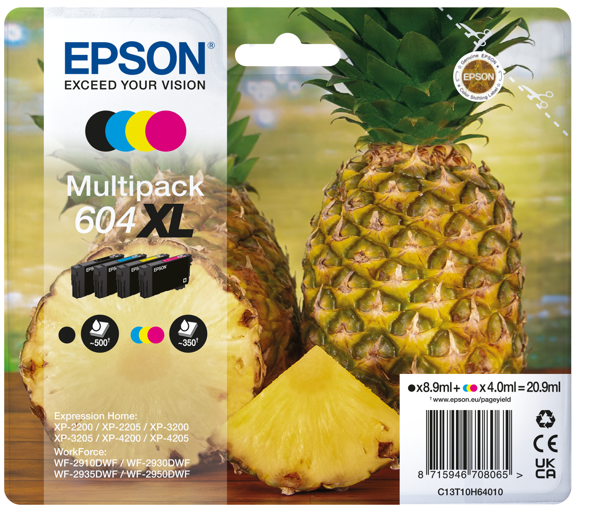 EPSON 604XL/T10H64 (Ananas) schwarz, cyan, magenta, gelb Druckerpatronen, 4er-Set