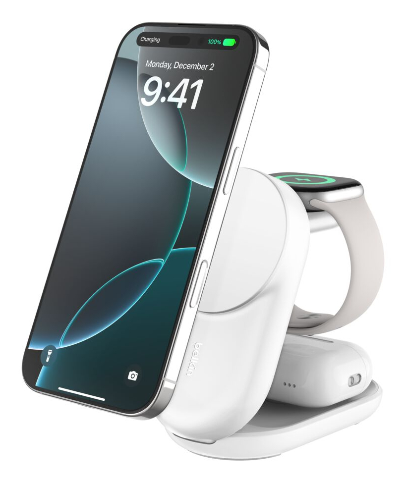 ULTRACHARGE 25 WATT QI2 MAGNETI 3-IN-1 LADESTATION KLAPPBAR WEI