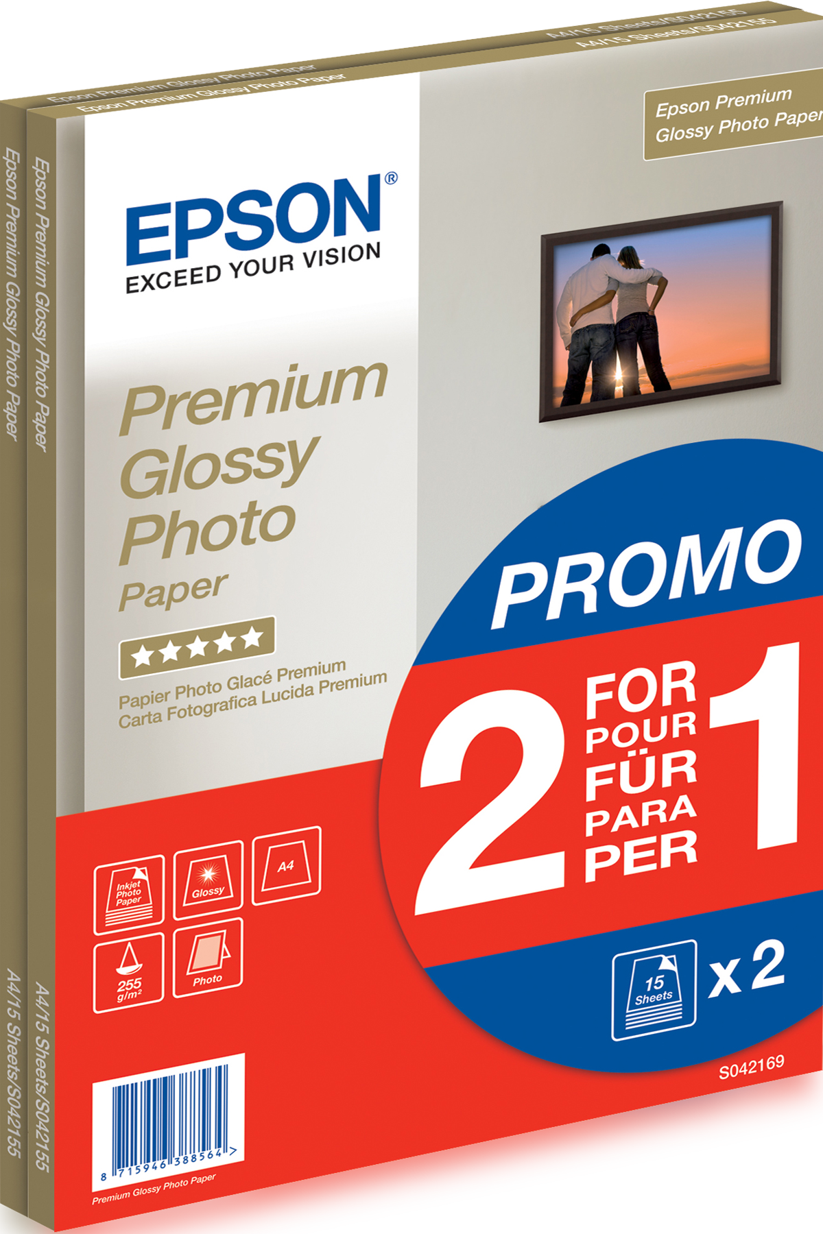 EPSON Fotopapier S042169 DIN A4 glänzend 255 g/qm 2x 15 Blatt