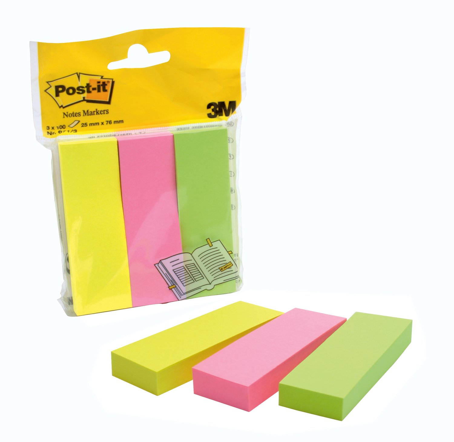 Post-it® Notes Markers Haftmarker farbsortiert 3x 100 Streifen