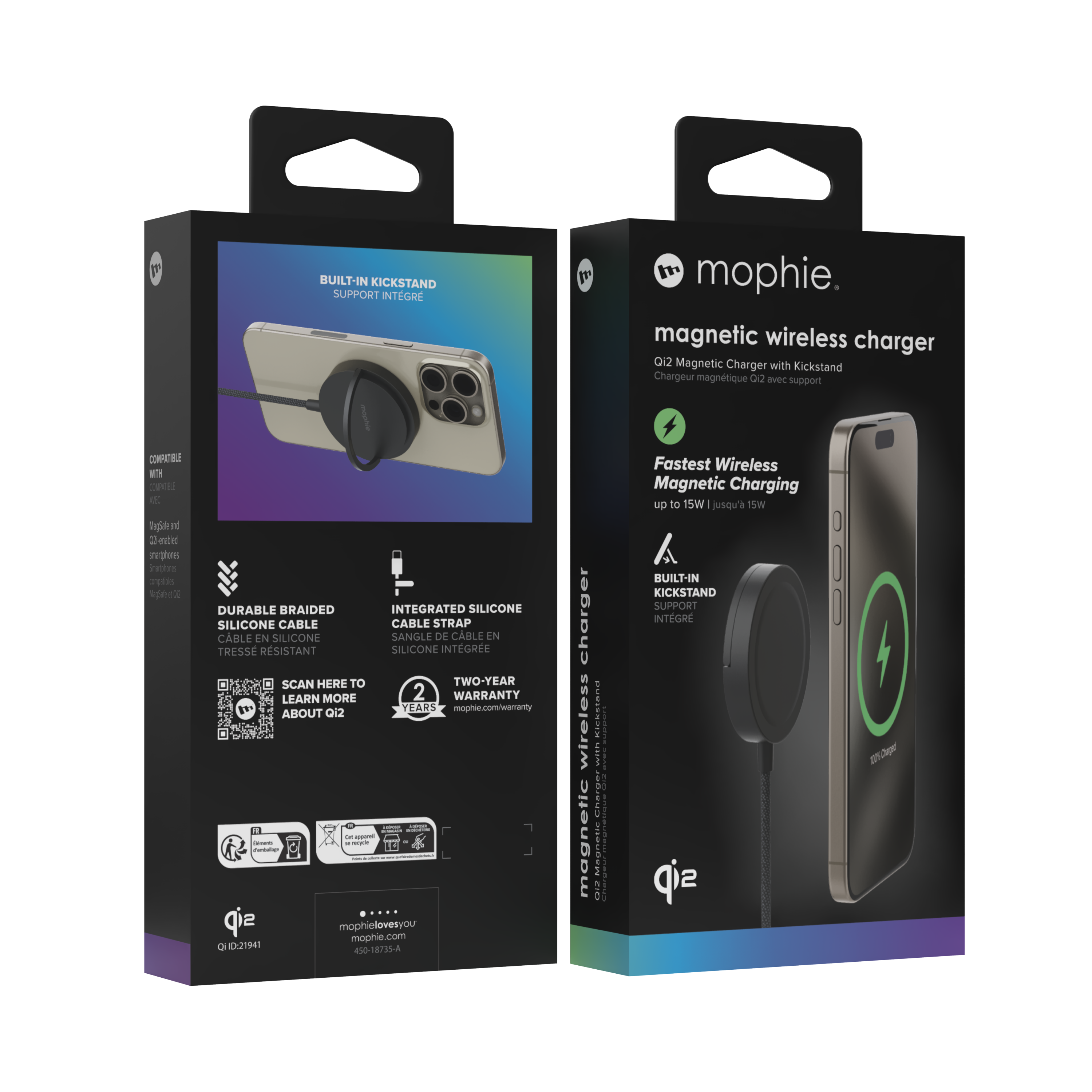 MOPHIEQI2 MAGNETIC CHARGER WITH KICKSTANDBLACK