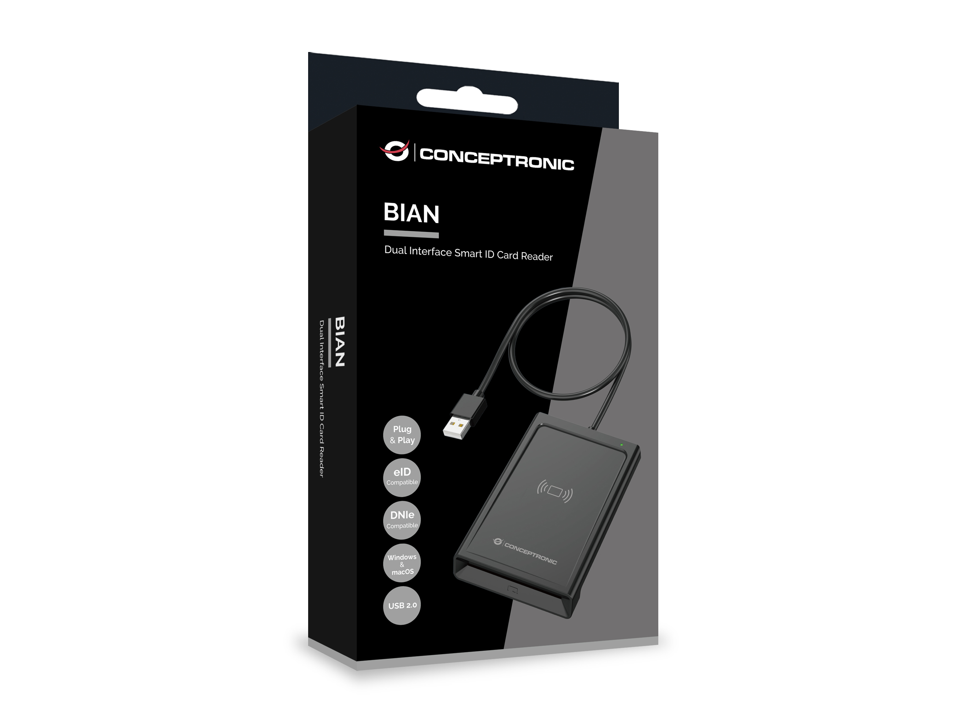 CONCEPTRONIC Dual-Interf. Smart-ID Kartenleser USB-A schwarz