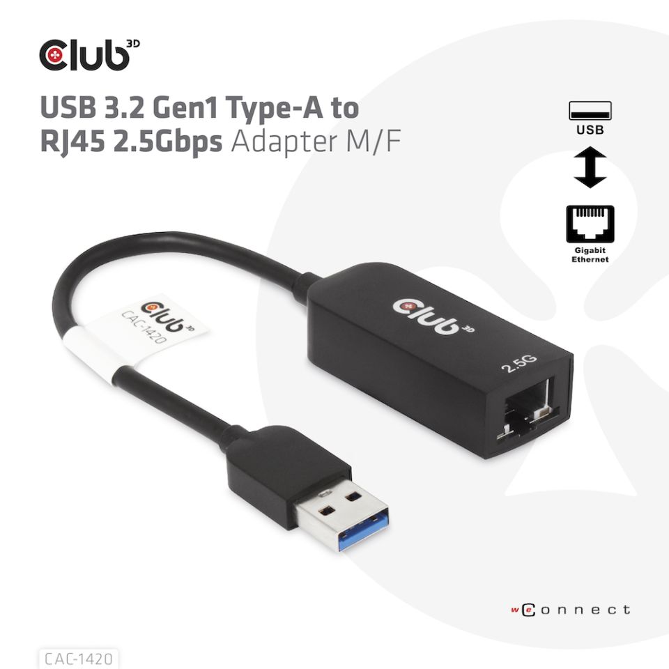 Club3D Adapter USB 3.2 Typ A > RJ45 2.5Gb retail