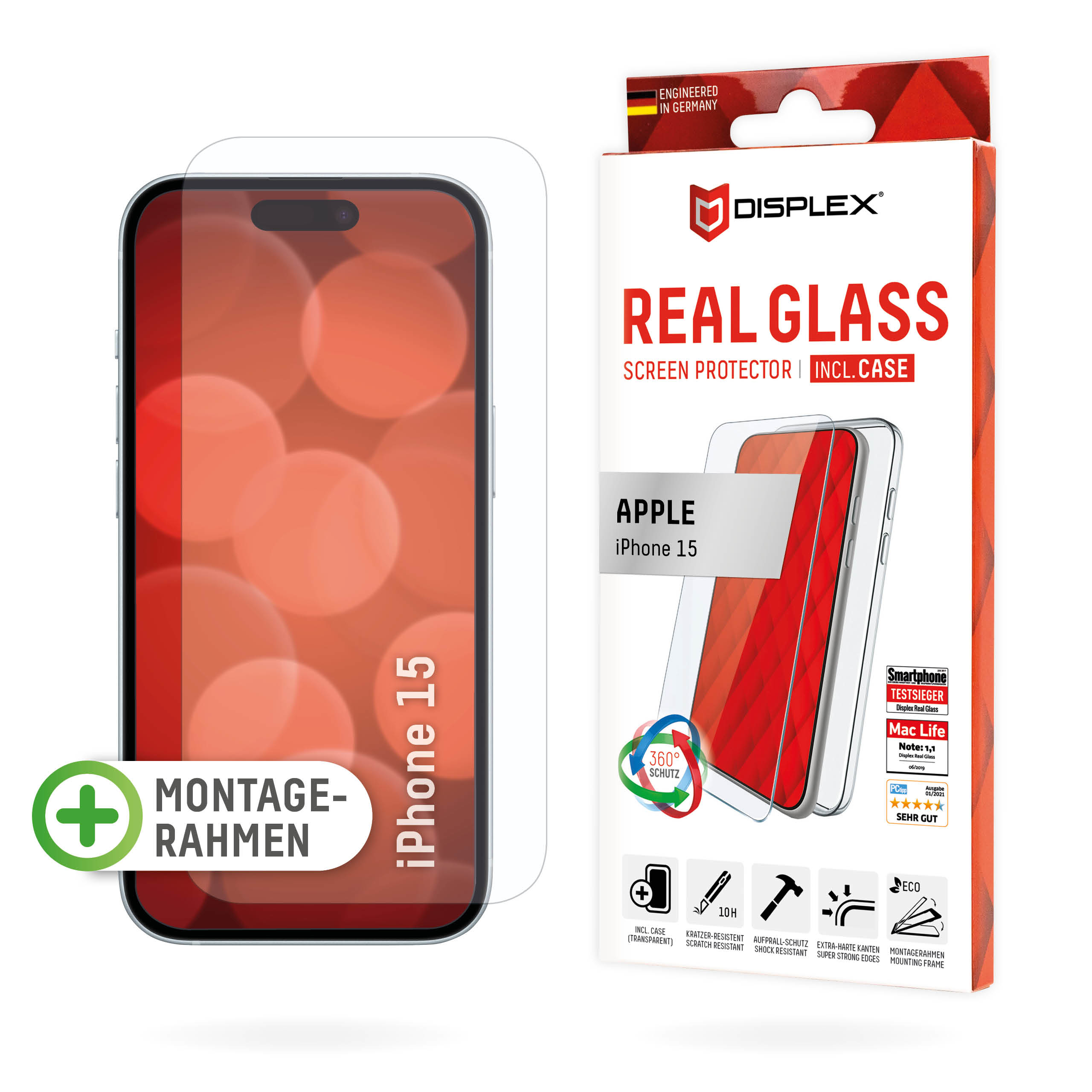 DISPLEX Glass + Case iPhone 15