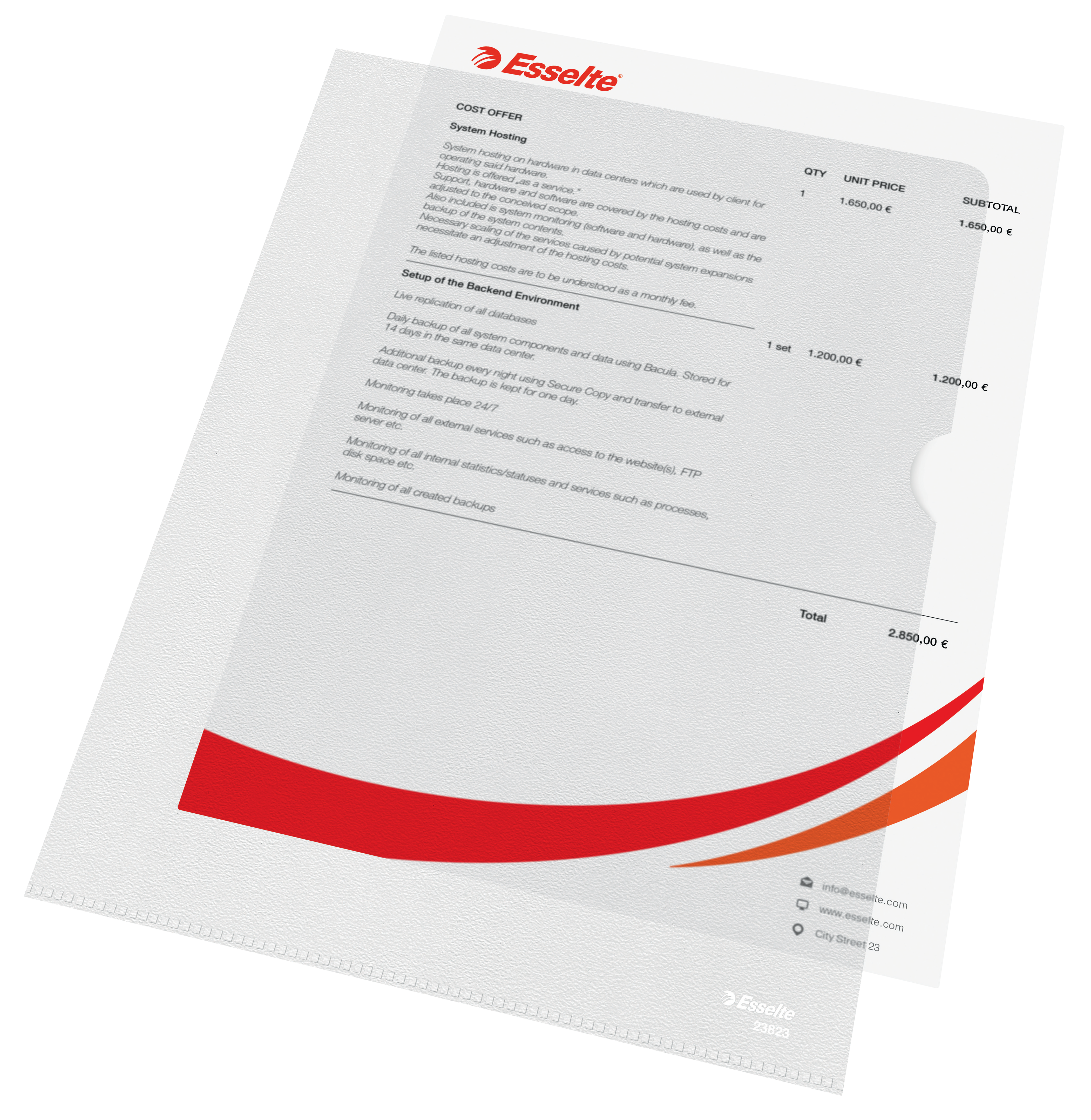 Esselte Sichthüllen 23823 DIN A4 transparent genarbt 0,12 mm, 100 St.