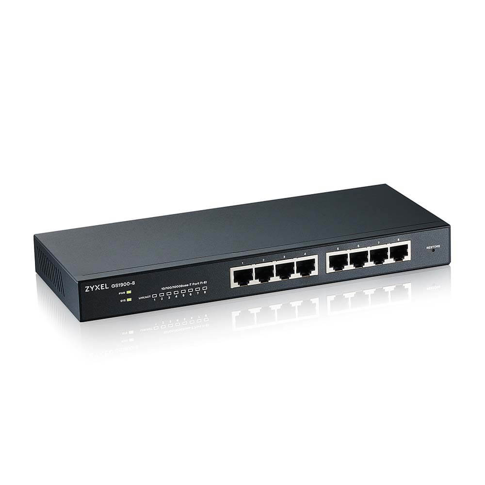 Zyxel Switch 8x GbE GS1900-8 smart switch,desktop,fanless