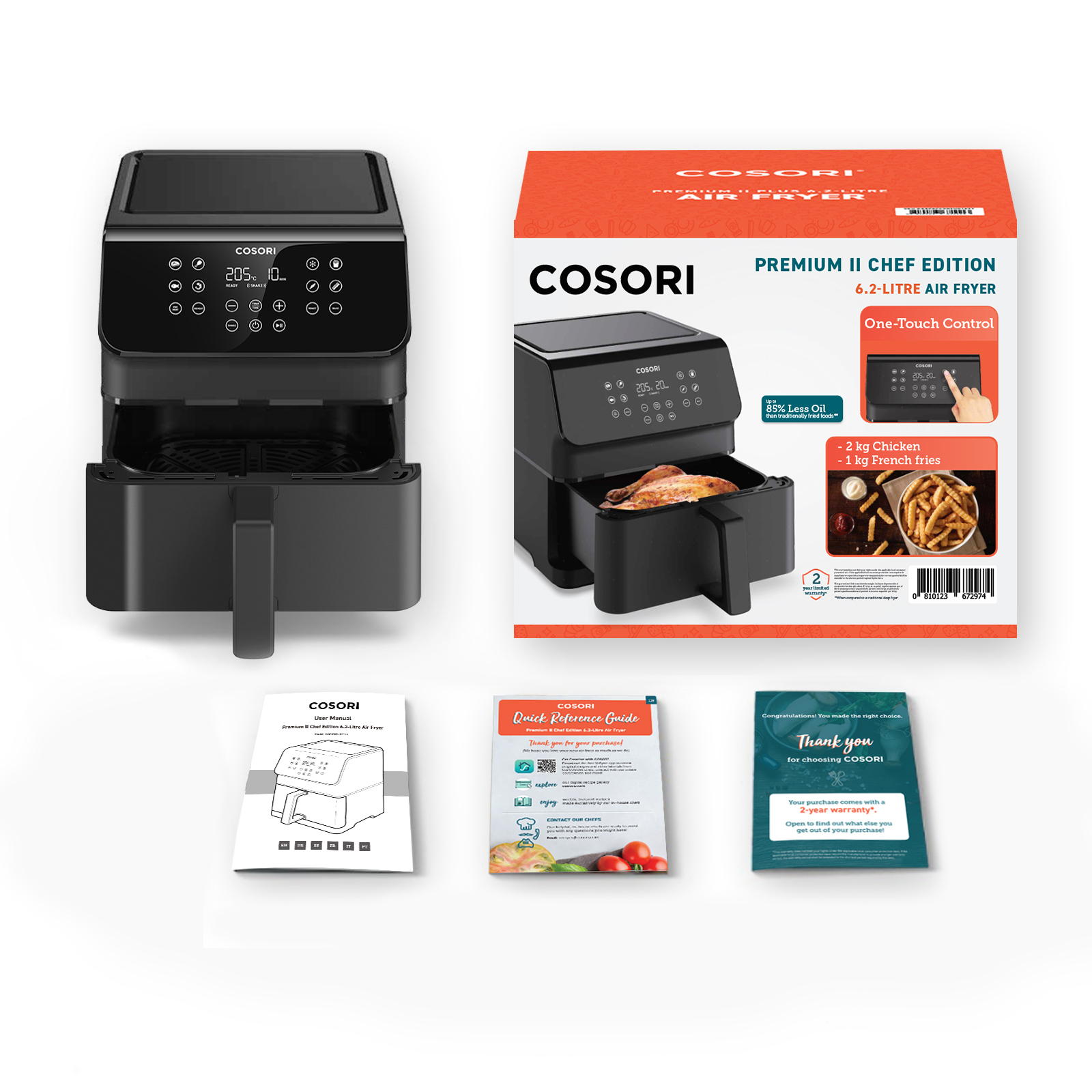 Cosori Premium II Chef Edition Heißluftfriteuse schwarz