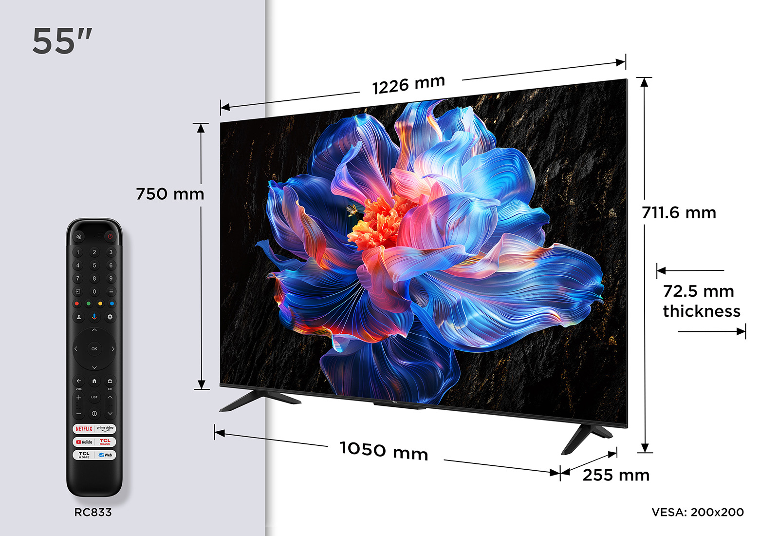 55V6C, LED-Fernseher