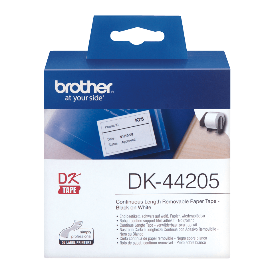 DK CONTINUOUS LABELS WHITE PAPER 30.48M REMOVABLE