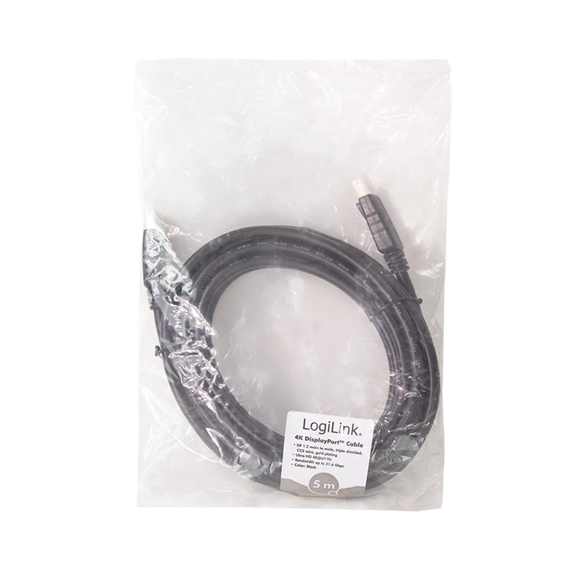 Logilink DisplayPort-Kabel,DP/M zu DP/M,4K/60Hz,CCS,Black,5m
