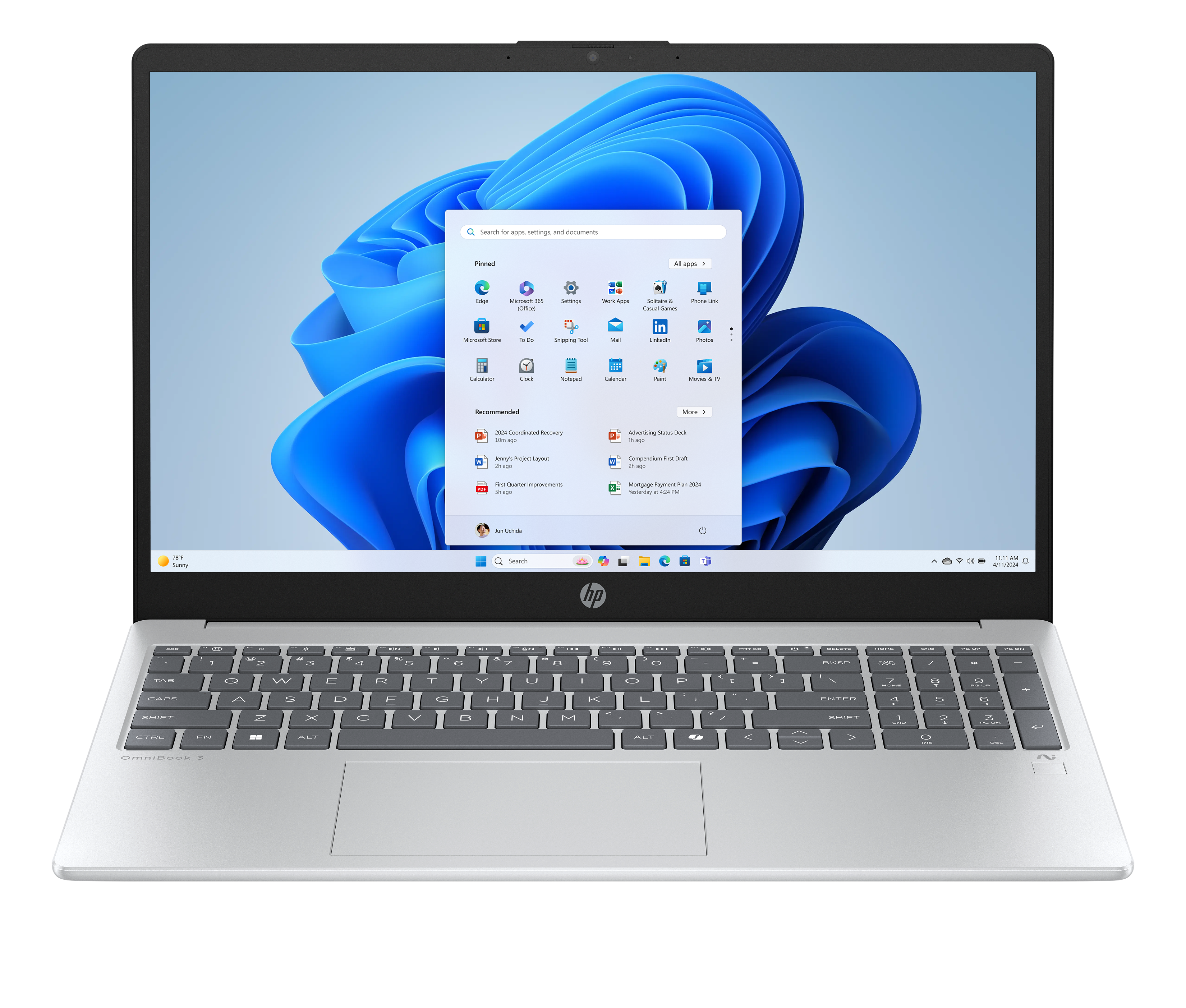 HP OmniBook 3 NG 15-fn0655ng Laptop 39,6 cm (15,6 Zoll), 16 GB RAM, 1 TB SSD, AMD Ryzen™ AI 5 340