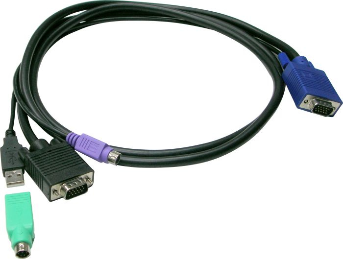 LevelOne KVM Kabel VGA->VGA,USB-A,PS/2 1.80m schwarz