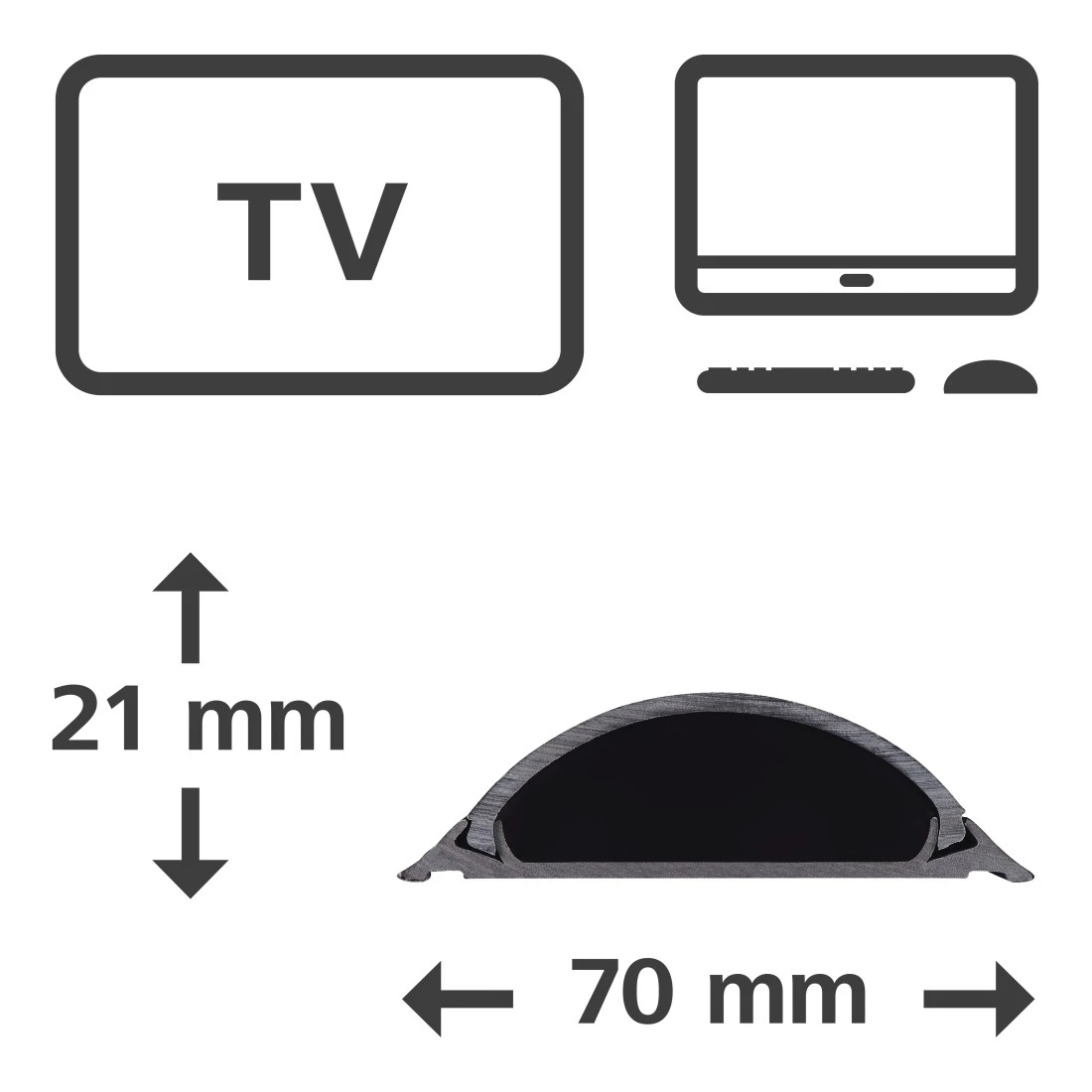 hama halbrund PVC Kabelkanal 100,0 cm schwarz