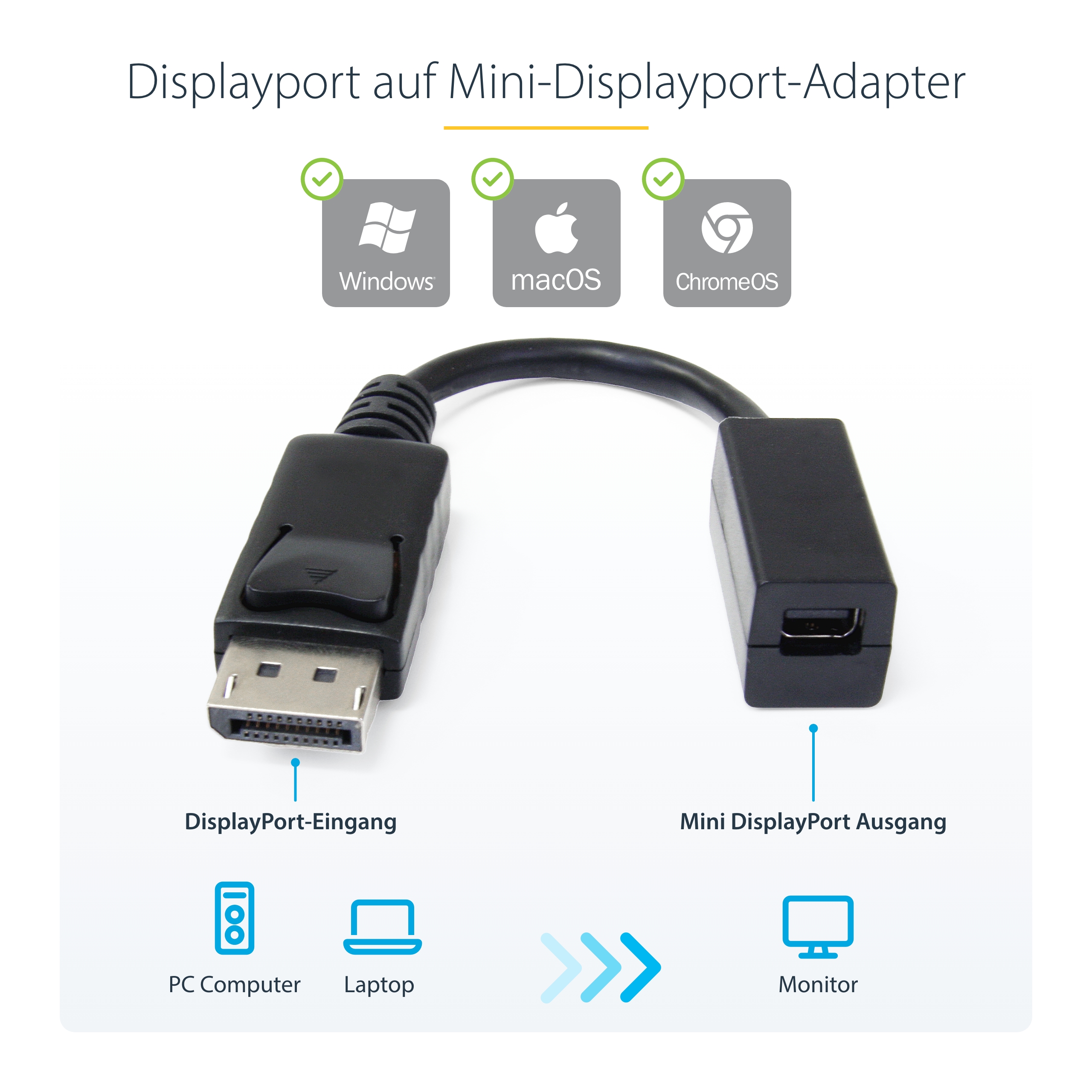 STARTECH.COM 6in DisplayPort to Mini DisplayPort Video Cable Adapter - M/F
