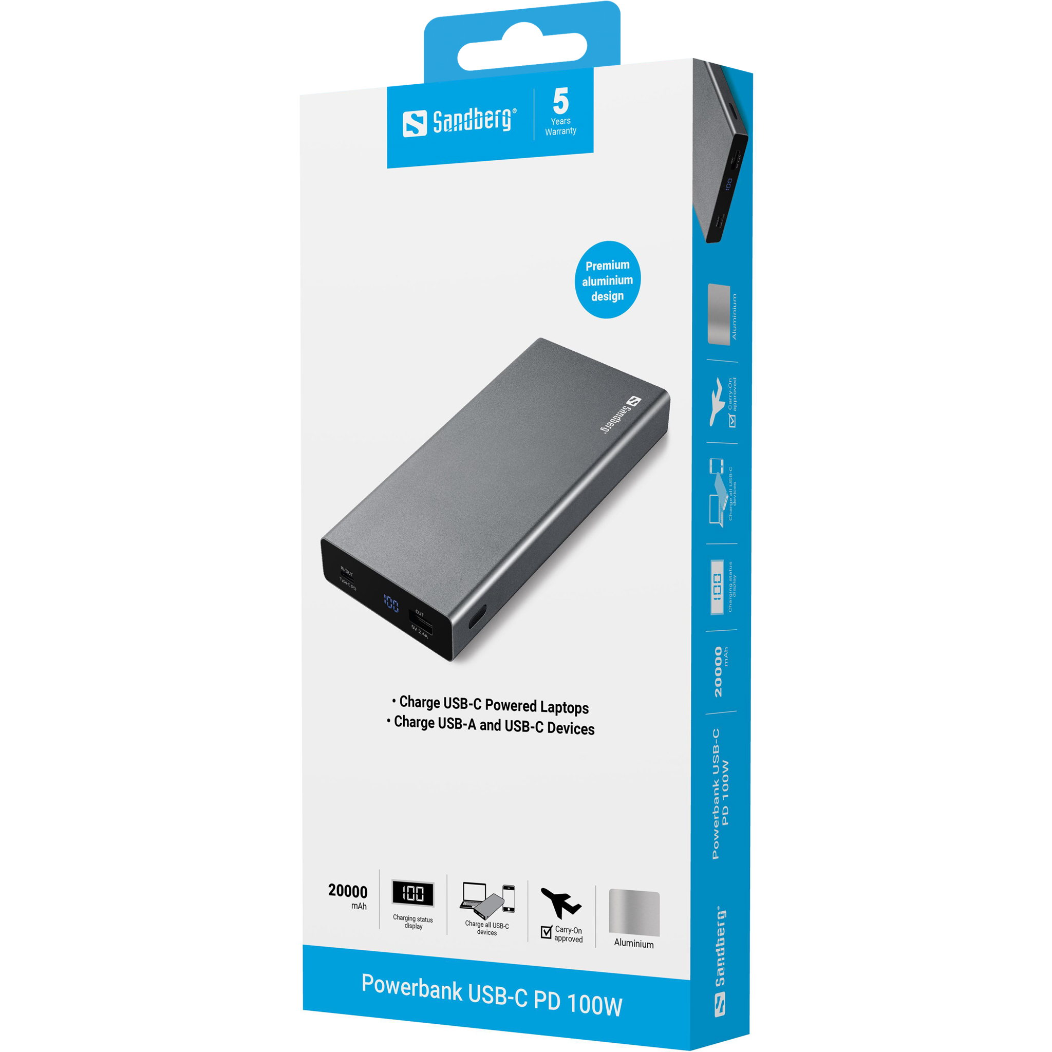 SANDBERG Powerbank USB-C PD 100W 20000