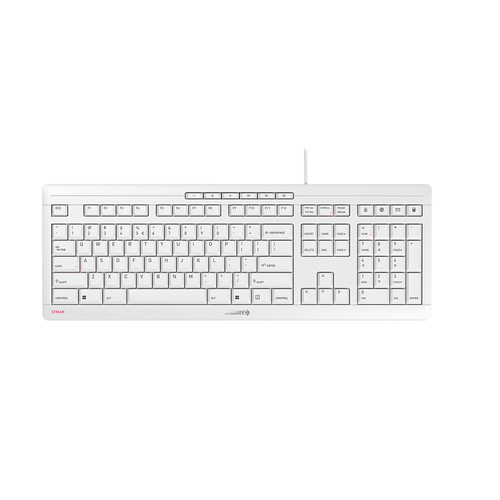 CHERRY STREAM Tastatur Wired EU 180m weiÃgrau