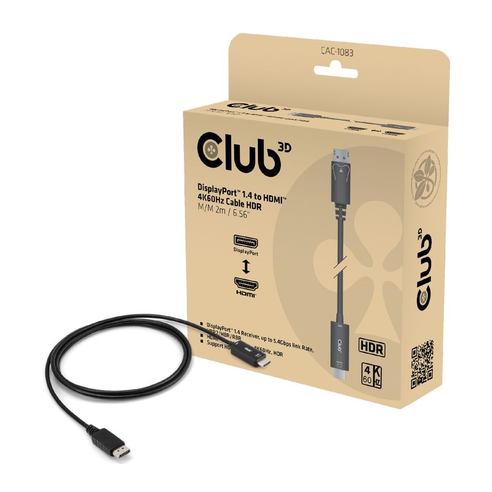 Club3D Kabel DisplayPort 1.4 > HDMI HDR 4K60Hz aktiv 2m retail
