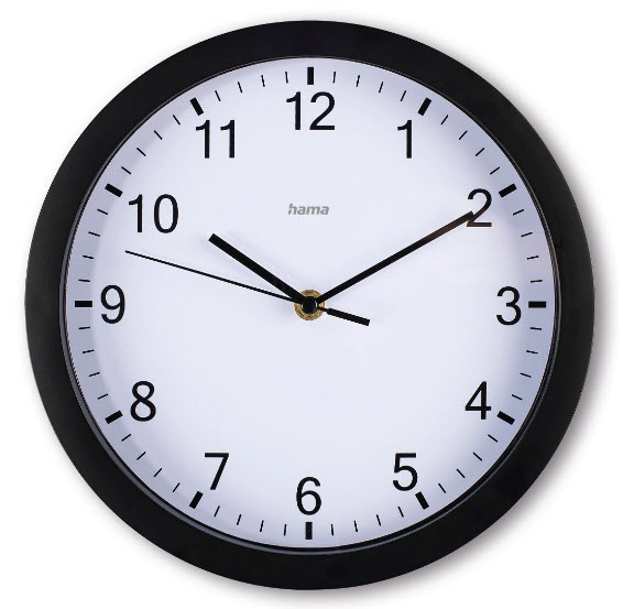 hama Wanduhr Elba weiß schwarz Kunststoff, Ø 25,0 cm